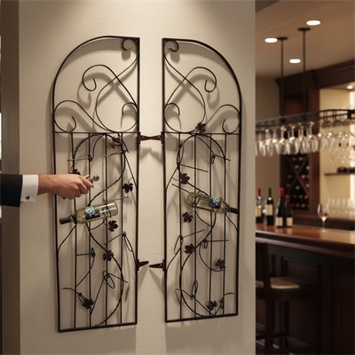 Two Assorted 4 Bottle Grapevine Wine Gates-Merlot-